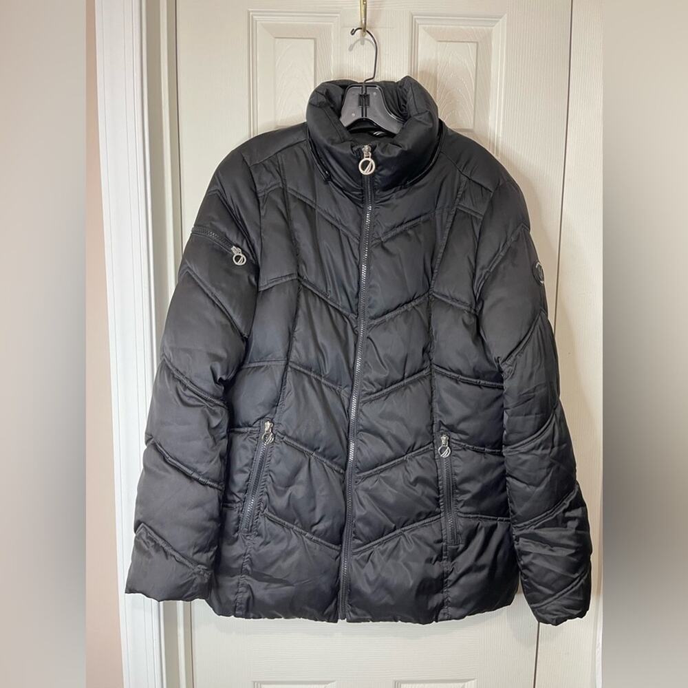 Nautica Black Waist Length Puffer Coat with thumbholes size Large